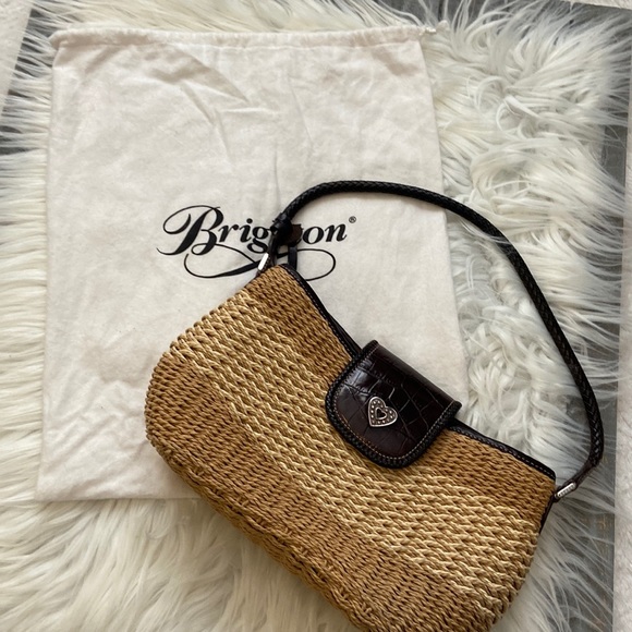 Brighton Handbags - Beautiful straw Brighton shoulder purse w/dust bag